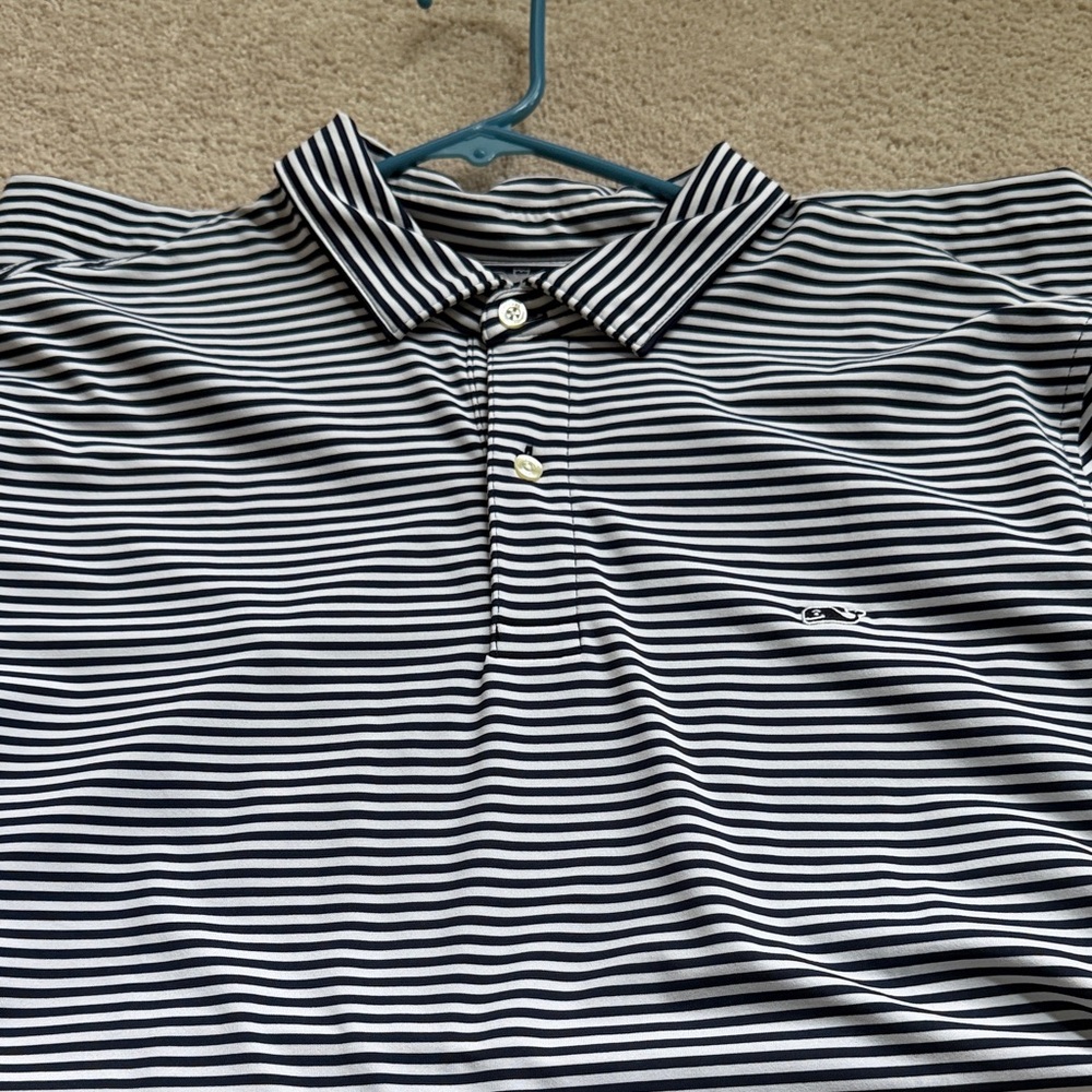 Vineyard Vines Black and White Striped Polo